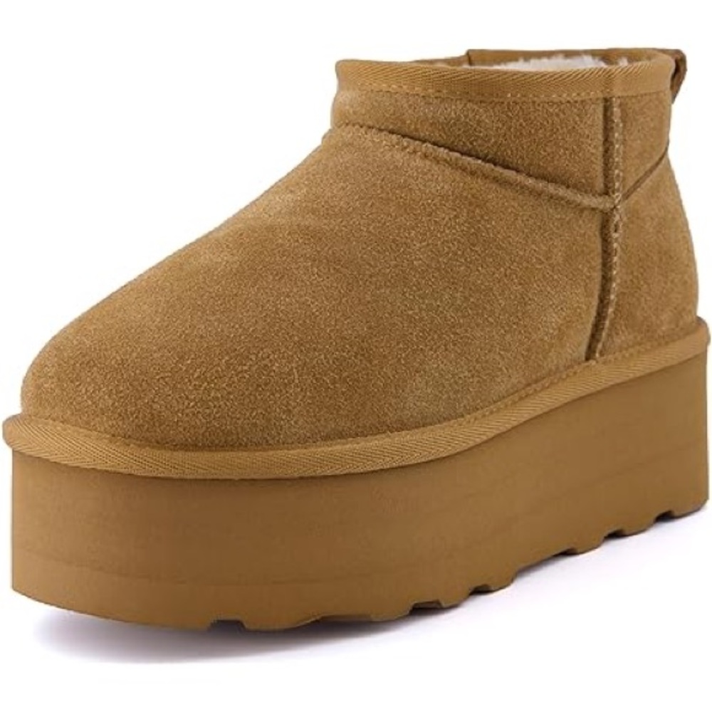 Steve Madden Womens Crue Tan Faux Fur Lined Booties size 9.5 (size 9)
